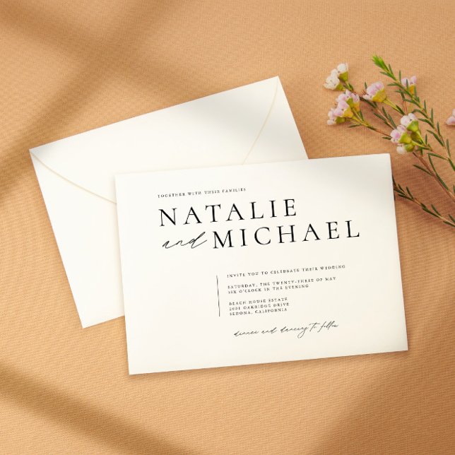 Simple Minimal Black & White Modern Square Wedding Invitation (Creator Uploaded)