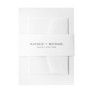 Simple Minimal Black & White Modern Wedding Invitation Belly Band