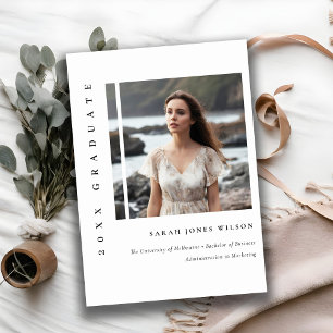 Simple Minimal Black & White Photo Graduation Announcement
