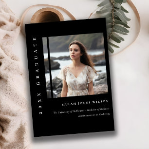 Simple Minimal Black & White Photo Graduation Announcement