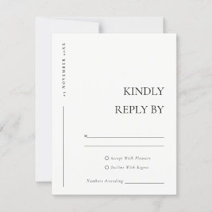 Simple Minimal Black White Typography Wedding  RSVP Card