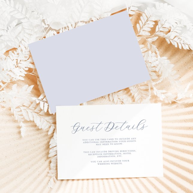 Simple Minimal Blue Script Wedding Guest Detail Enclosure Card (Creator Uploaded)