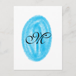 simple minimal blue watercolor circle monogram let postcard