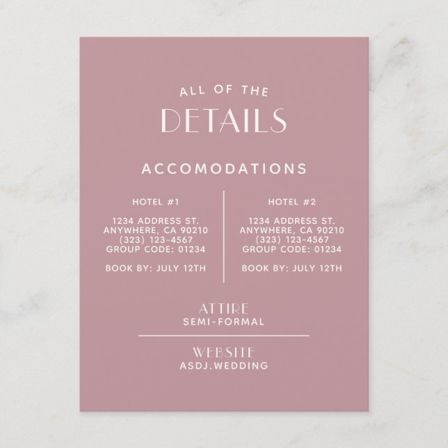 Simple Minimal Blush Ecru Wedding Detail Enclosure (Front)