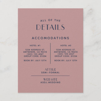 Simple Minimal Blush Navy Wedding Detail Enclosure