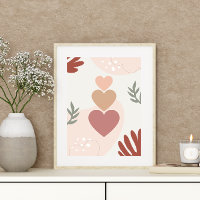 Simple Minimal Boho Art Leaf Hearts Plant Design
