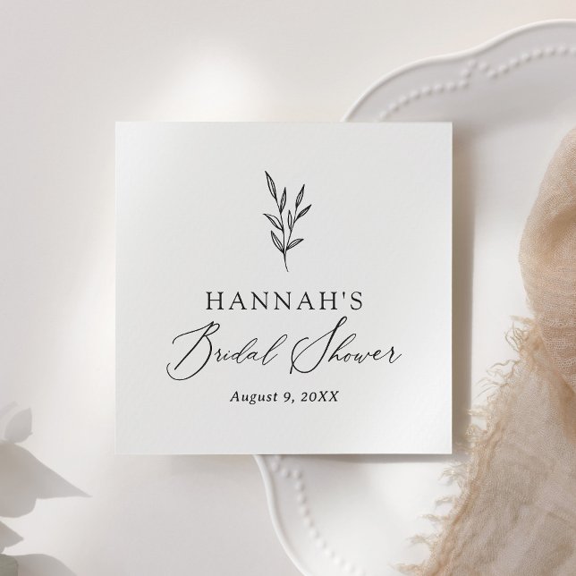 Simple Minimal Botanical Bridal Shower Napkin (Creator Uploaded)