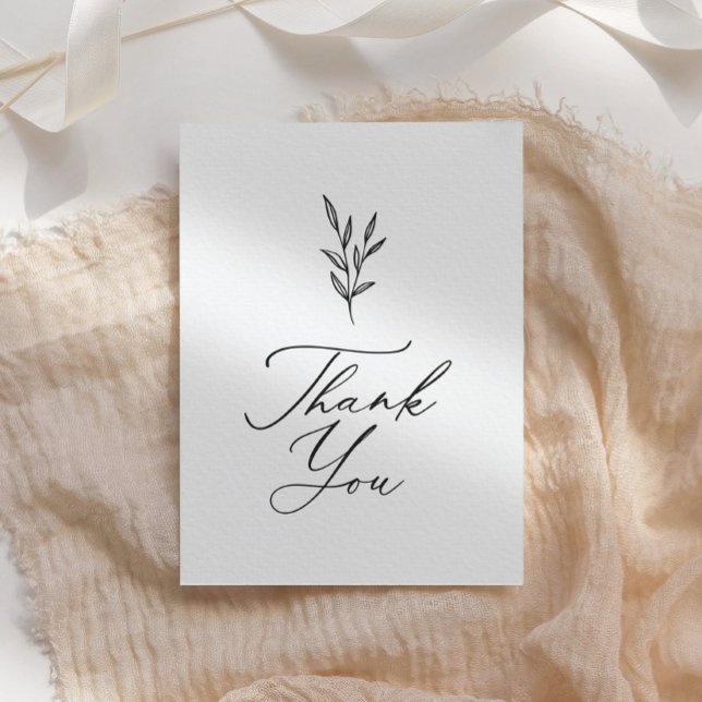 Simple Minimal Botanical Bridal Shower Thank You Card (Creator Uploaded)