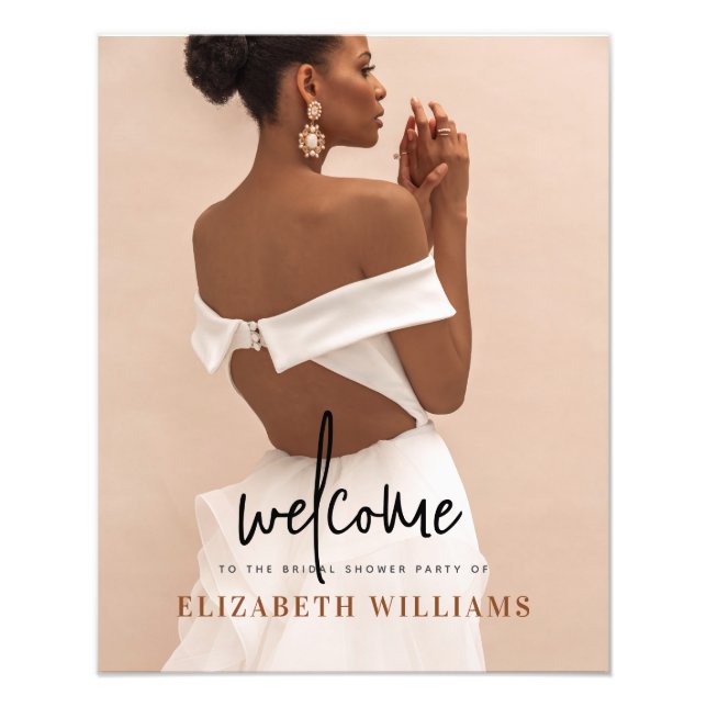 Simple Minimal Bridal Shower Photo Welcome Sign  (Front)