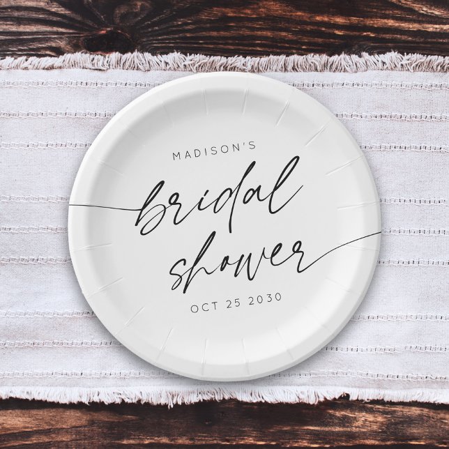 Simple Minimal Bridal Shower Script | Black White Paper Plate (Creator Uploaded)