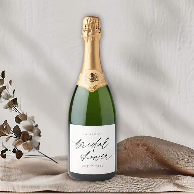 Simple Minimal Bridal Shower Script | Black White Sparkling Wine Label (Creator Uploaded)