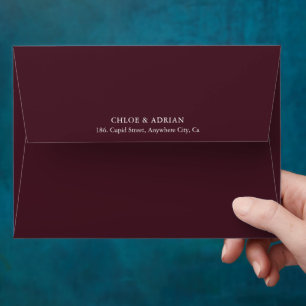 Simple Minimal Burgandy Wedding Envelope