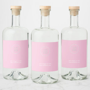Simple Minimal Business Company Logo Pink  Liquor Bottle Label