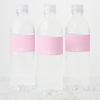 Simple Minimal Business Company Logo Pink Water Bottle Label