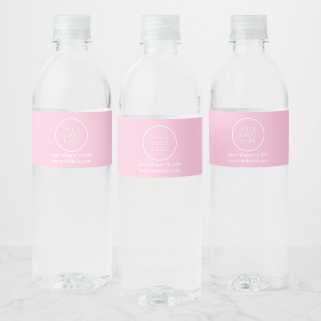 Simple Minimal Business Company Logo Pink  Water Bottle Label (Bottles)
