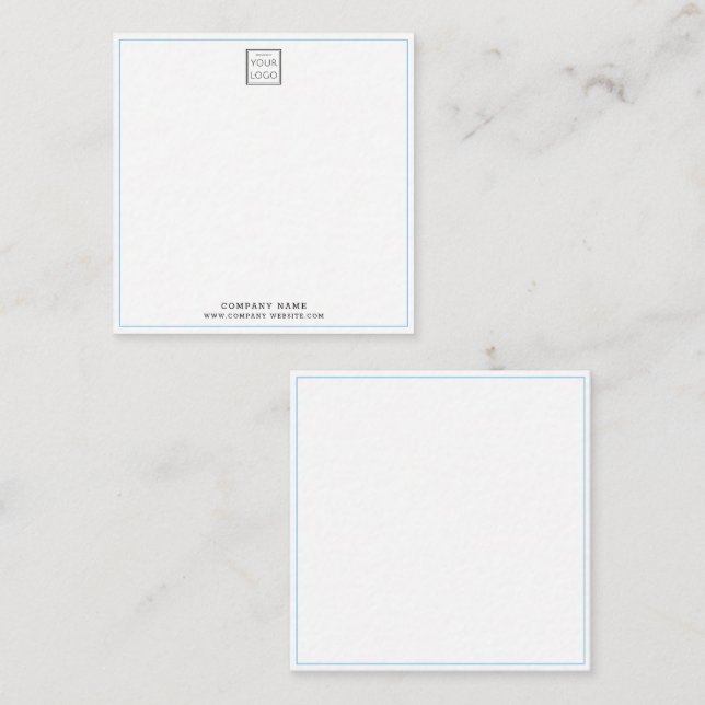 Simple Minimal Business Logo Branded Blue Border Card (Front/Back)