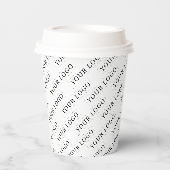 Simple Minimal Business Logo Pattern Paper Cups (Front)