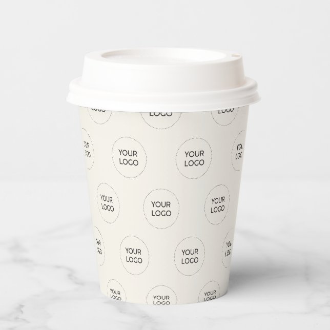 Simple Minimal Business Logo Pattern Paper Cups (Front)