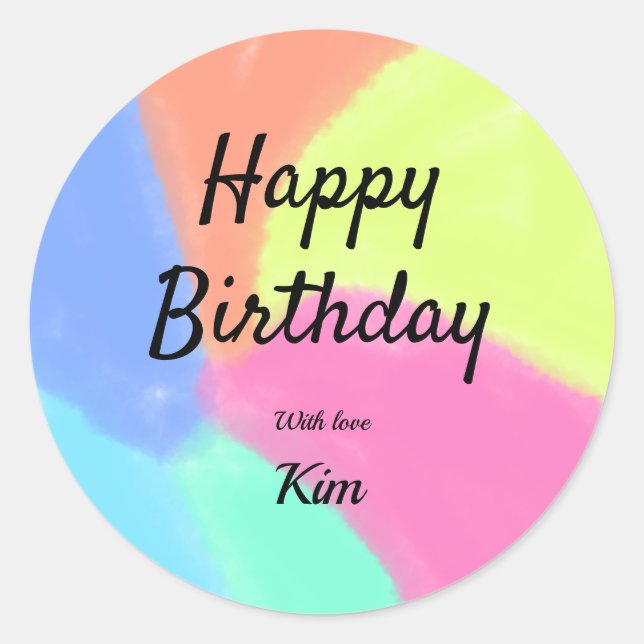 simple minimal calligraphy happy birthday custom a classic round sticker (Front)