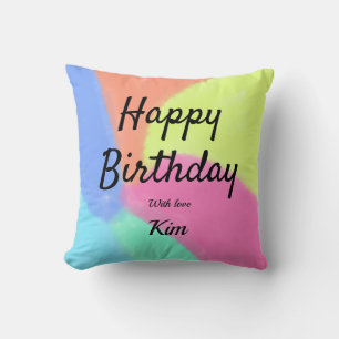 simple minimal calligraphy happy birthday custom a cushion