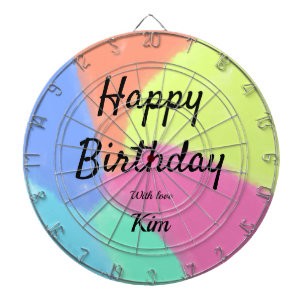 simple minimal calligraphy happy birthday custom a dartboard