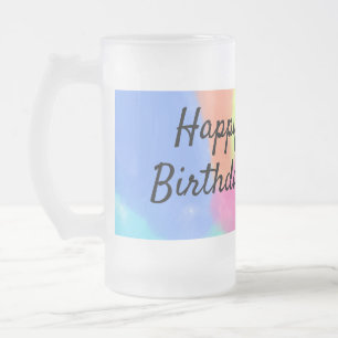 simple minimal calligraphy happy birthday custom a frosted glass beer mug