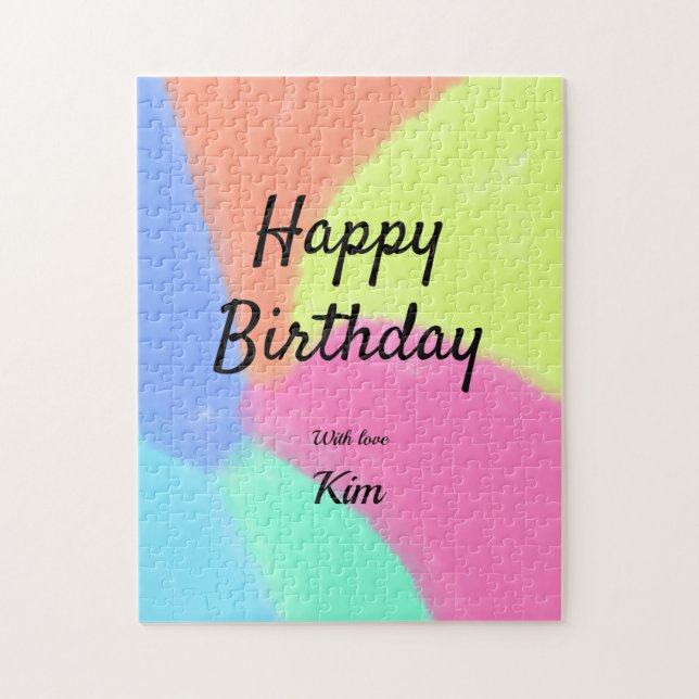 simple minimal calligraphy happy birthday custom a jigsaw puzzle (Vertical)