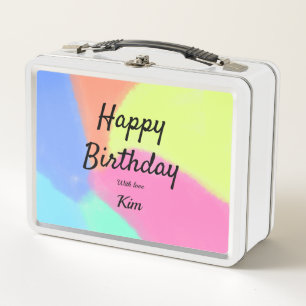 simple minimal calligraphy happy birthday custom a metal lunch box
