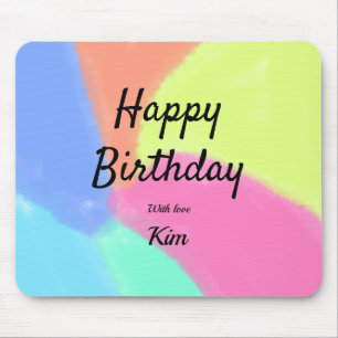 simple minimal calligraphy happy birthday custom a mouse mat