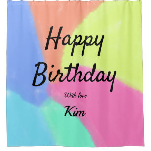 simple minimal calligraphy happy birthday custom a shower curtain