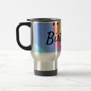 simple minimal calligraphy happy birthday custom a travel mug