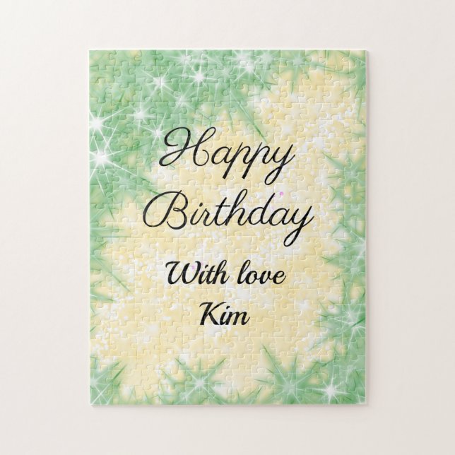 simple minimal calligraphy happy birthday custom   jigsaw puzzle (Vertical)