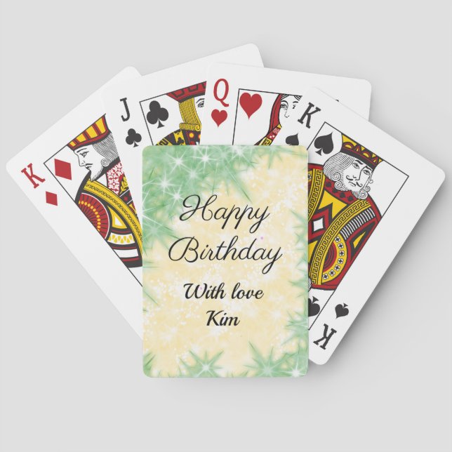 simple minimal calligraphy happy birthday custom   playing cards (Back)