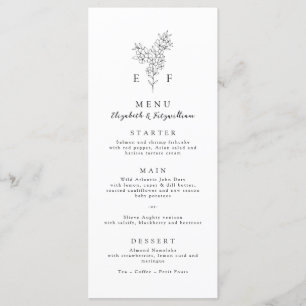 Simple Minimal Cherry Blossom Monogram Wedding Menu