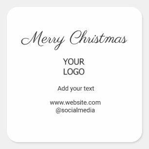 simple minimal christmas times add your text logo square sticker
