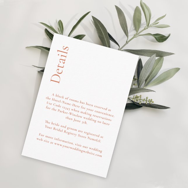 Simple Minimal Citrus Grove Wedding Details Enclosure Card (Creator Uploaded)