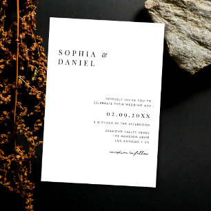 Simple Minimal Classic Black White Budget Wedding Invitation