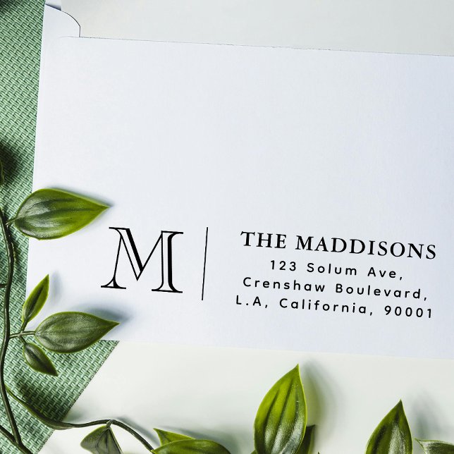Simple Minimal Classic Monogram Return Address Self-inking Stamp (Creator Uploaded)