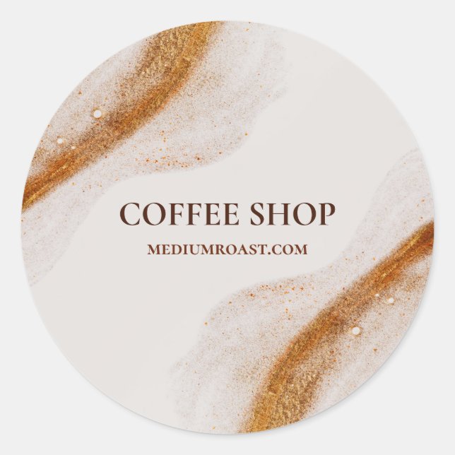 Simple Minimal Coffee Shop Classic Round Sticker (Front)