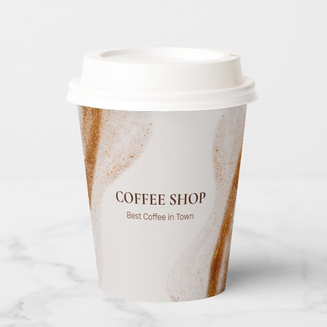 Simple Minimal Coffee Shop  Paper Cups (Front)
