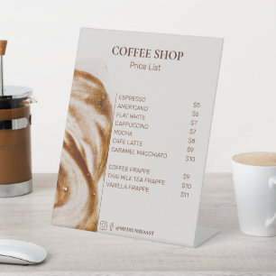Simple Minimal Coffee Shop Professional Price List Pedestal Sign