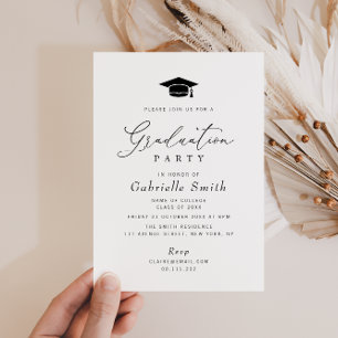 simple minimal college graduation party invitation