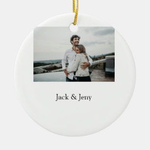 Simple minimal colourful add name photo text cust ceramic tree decoration