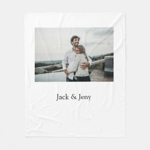 Simple minimal colourful add name photo text cust fleece blanket