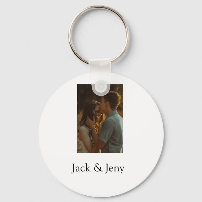 Simple minimal colourful add  name photo text cust key ring (Front)