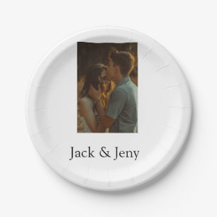 Simple minimal colourful add name photo text cust paper plate