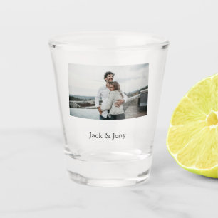 Simple minimal colourful add name photo text cust shot glass