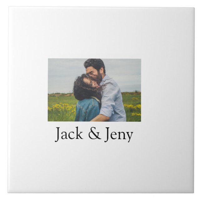 Simple minimal colourful add  name photo text cust tile (Front)