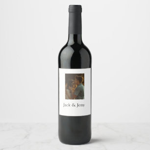 Simple minimal colourful add name photo text cust wine label