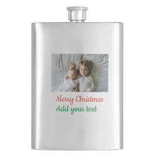Simple minimal colourful add your name text image hip flask